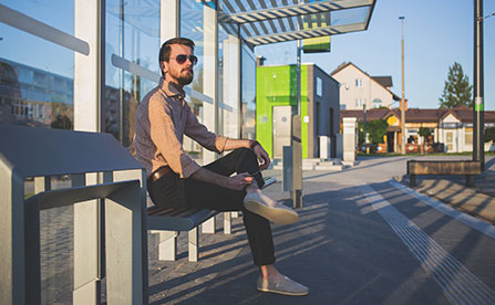 Person sitting on a bench